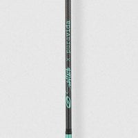 surftech x prana collab carbon adjustable paddle SUP paddle board paddle black shaft with teal text blade with teal and pink decals