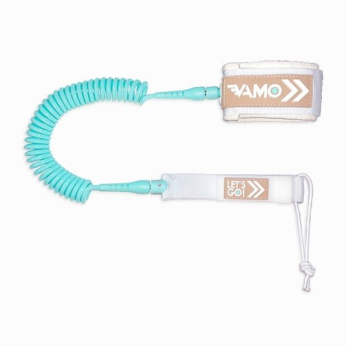 Vamo Coiled SUP Leash Aqua White