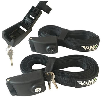 VAMO Locking Tie Down Straps w/ Interwoven Braided Steel Cables