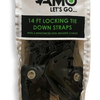 VAMO Locking Tie Down Straps w/ Interwoven Braided Steel Cables