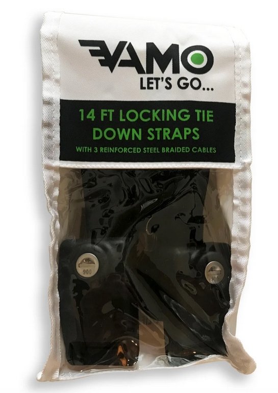 VAMO Locking Tie Down Straps w/ Interwoven Braided Steel Cables