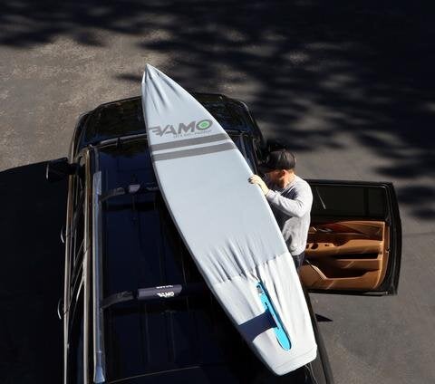 Vamo board cover on paddle board on truck